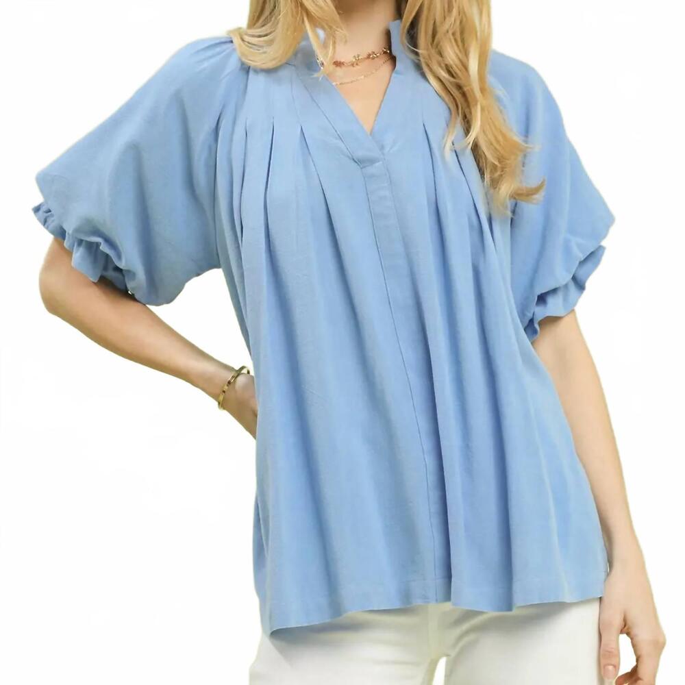 NEW UMGEE collins v-neck flutter sleeve top in periwinkle